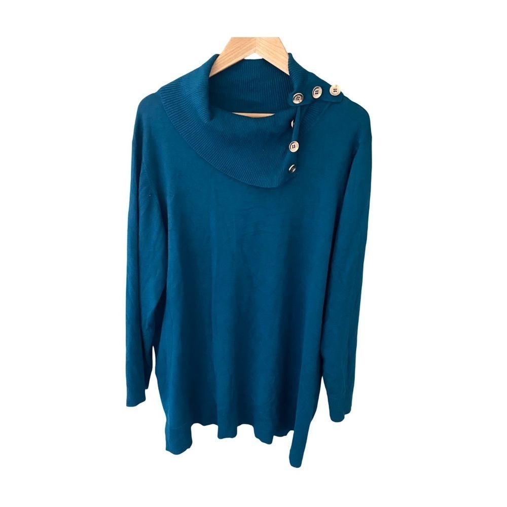 Cable & Gauge Long Sleeve Cowl Neck Button Detail Tunic Sweater NWT Size 3X